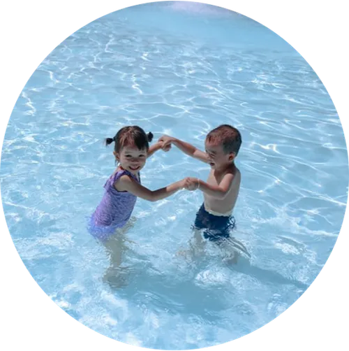 decoration, picture of children playing in a pool